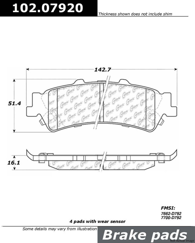 Centric 102.07920 Disc Brake Pad Set - Rear
