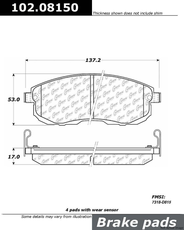 Centric 102.08150 Disc Brake Pad Set - Front