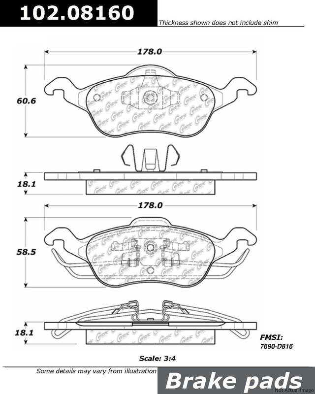 Centric 102.08160 Disc Brake Pad Set - Front