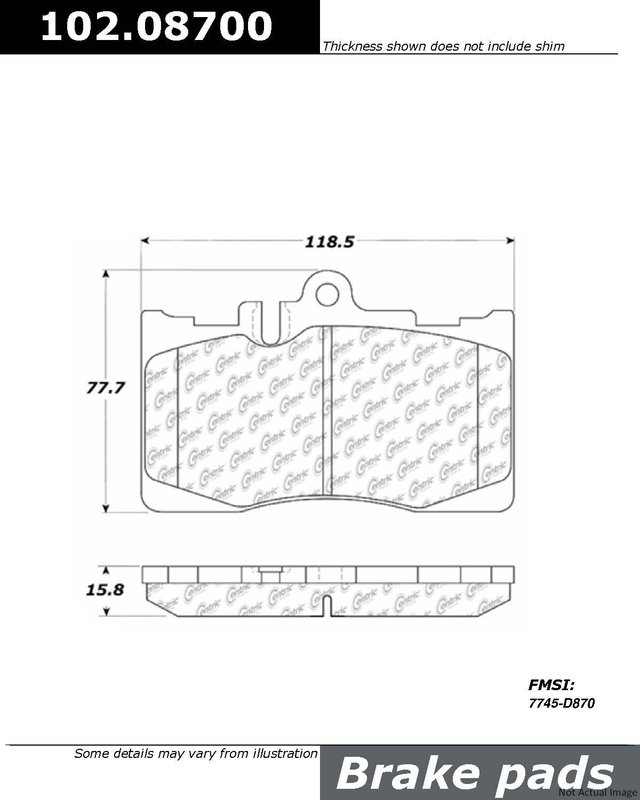 Centric 102.08700 Disc Brake Pad Set - Front