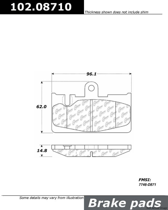 Centric 102.08710 Disc Brake Pad Set - Rear