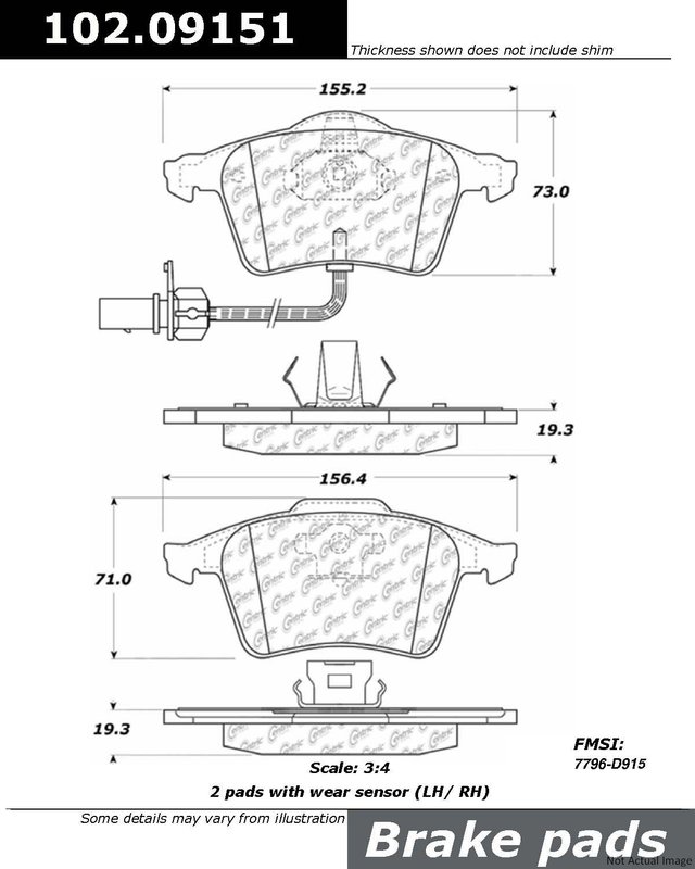 Centric 102.09151 Disc Brake Pad Set - Front