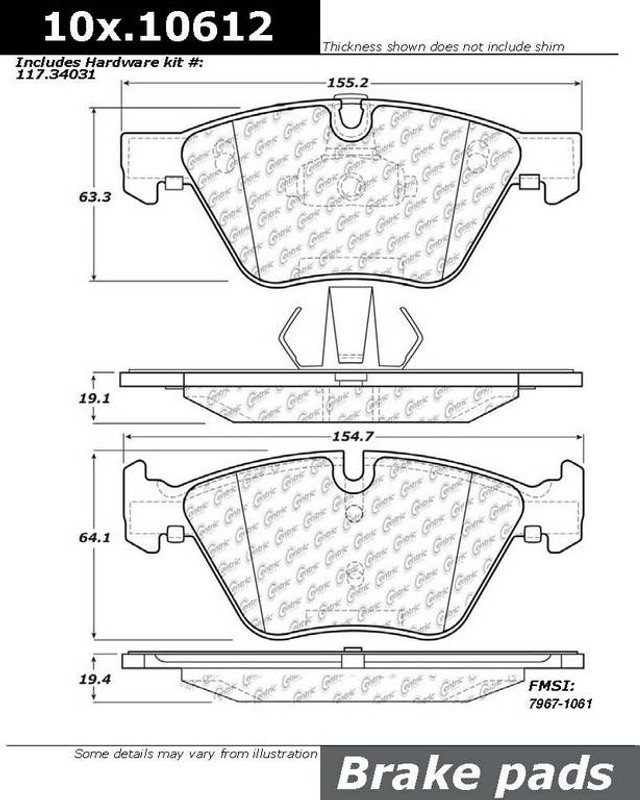 Centric 102.10612 Disc Brake Pad Set - Front