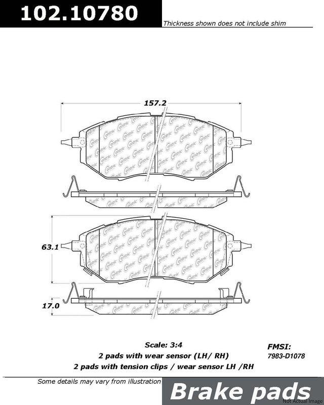 Centric 102.10780 Disc Brake Pad Set - Front