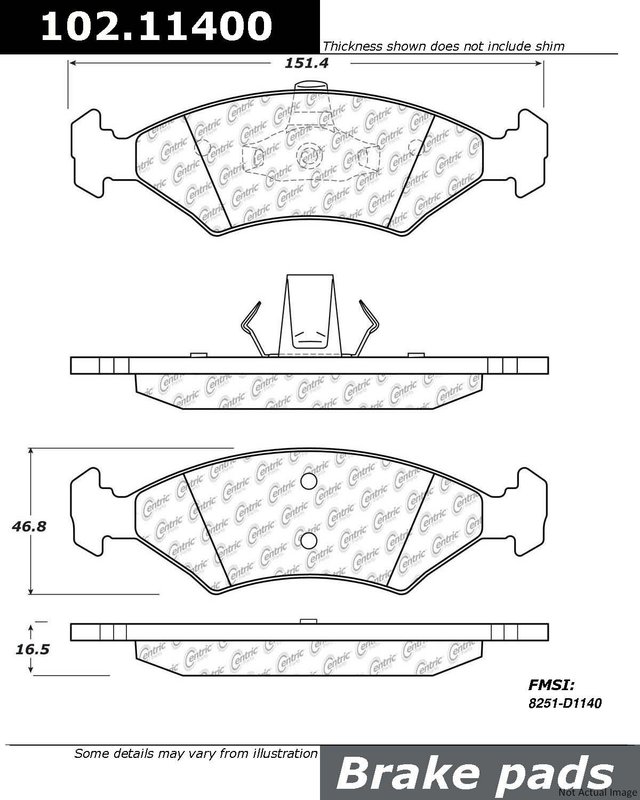Centric 102.11400 Disc Brake Pad Set - Front or Rear