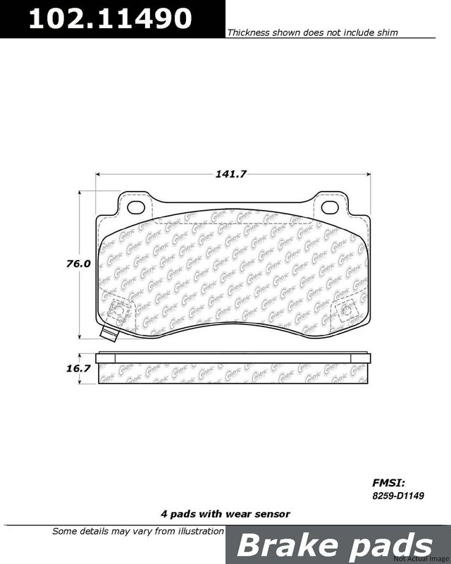 Centric 102.11490 Disc Brake Pad Set - Front