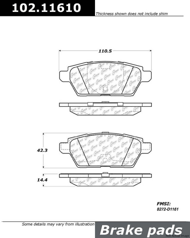 Centric 102.11610 Disc Brake Pad Set - Rear
