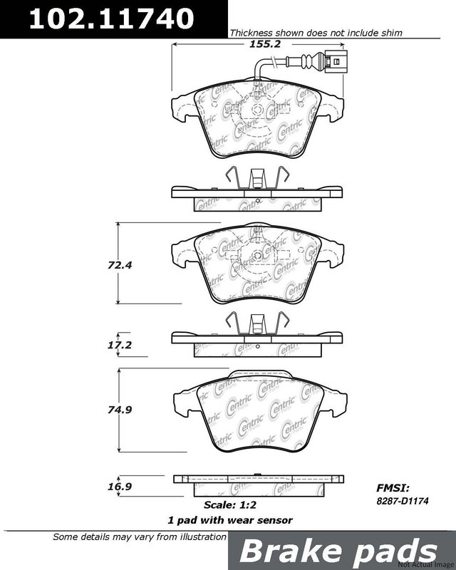 Centric 102.11740 Disc Brake Pad Set - Front
