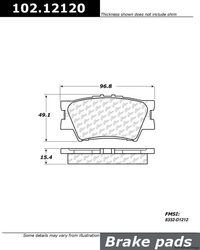 Centric 102.12120 Disc Brake Pad Set - Rear
