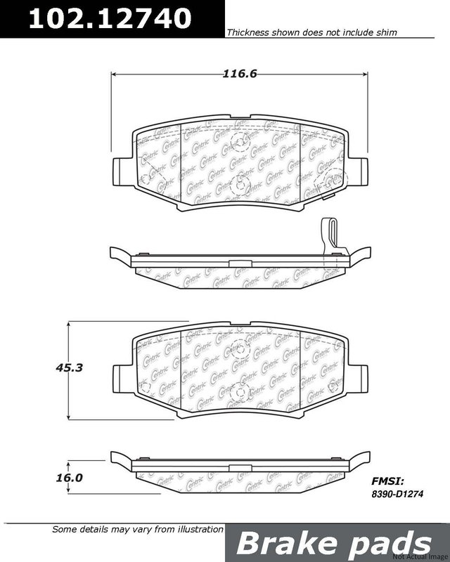 Centric 102.12740 Disc Brake Pad Set - Rear