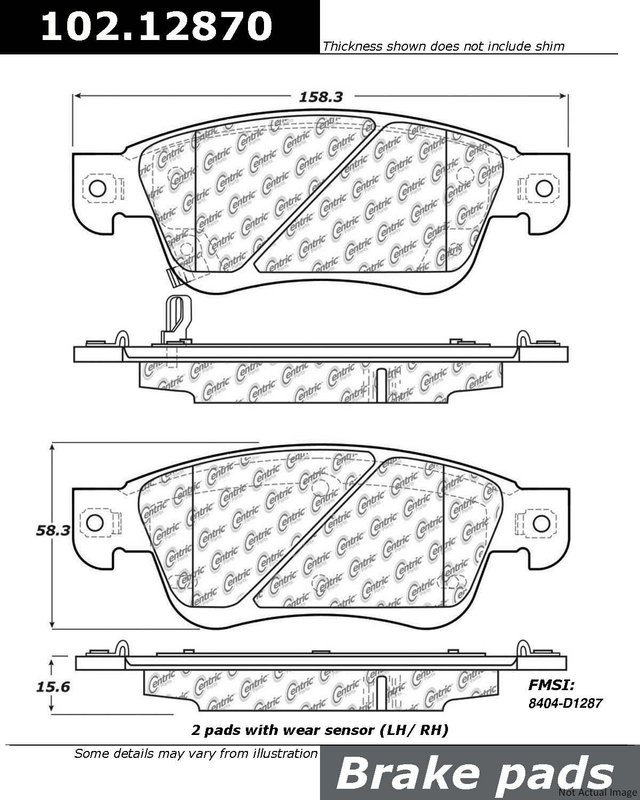Centric 102.12870 Disc Brake Pad Set - Front