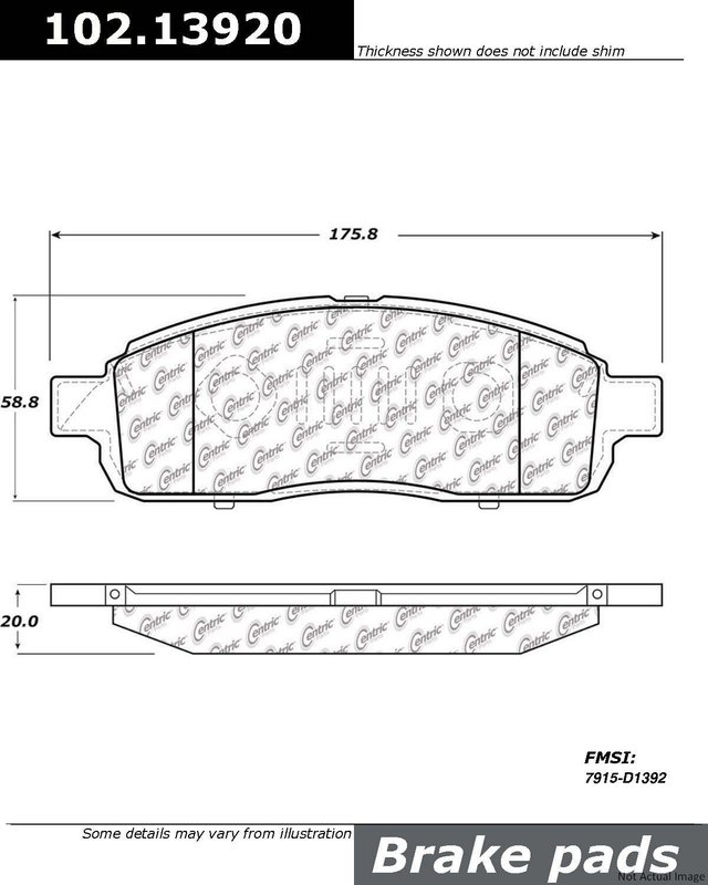 Centric 102.13920 Disc Brake Pad Set - Front