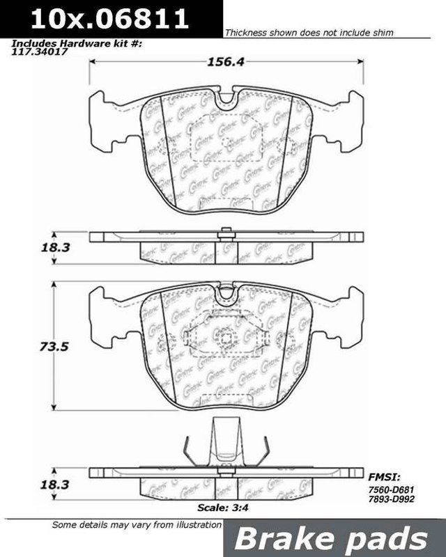 Centric 104.06811 Disc Brake Pad Set - Front