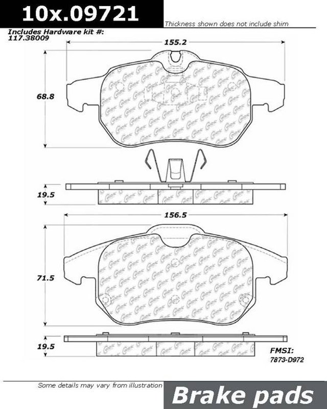 Centric 104.09721 Disc Brake Pad Set - Front