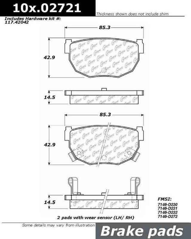 Centric 105.02721 Disc Brake Pad Set - Rear
