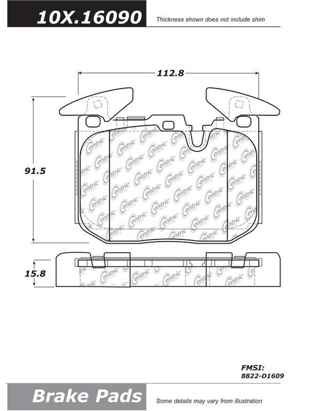 Centric 105.16090 Disc Brake Pad Set - Front
