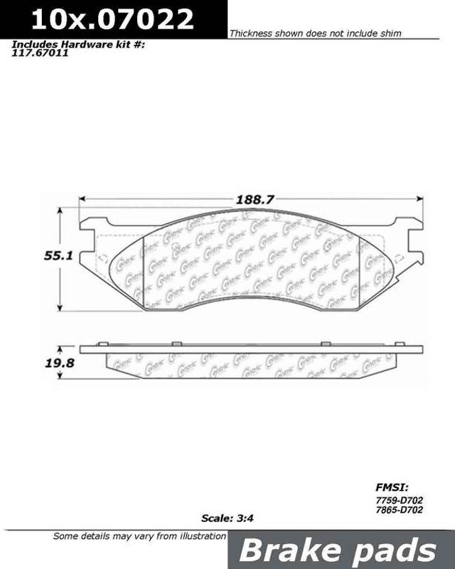 Centric 106.07022 Disc Brake Pad Set - Front