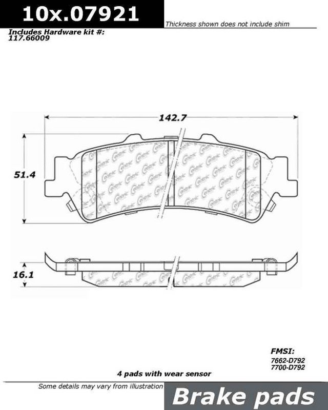 Centric 106.07921 Disc Brake Pad Set - Rear