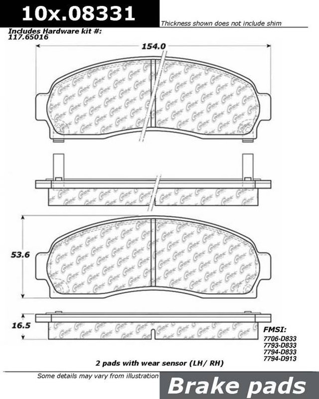 Centric 106.08331 Disc Brake Pad Set - Front