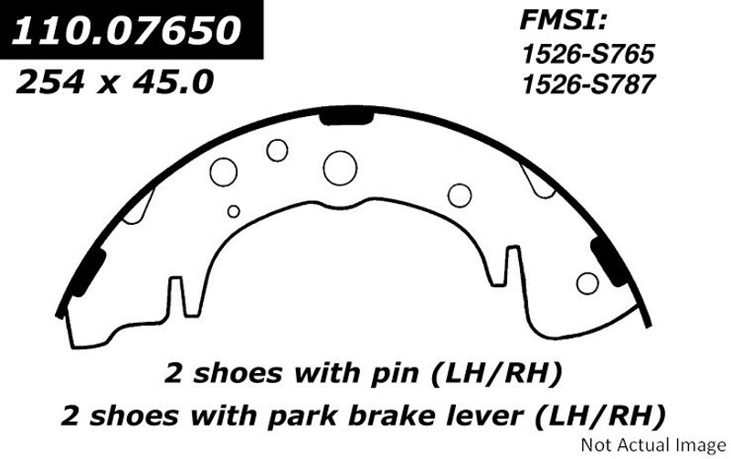 Centric 111.07650 Drum Brake Shoe - Rear