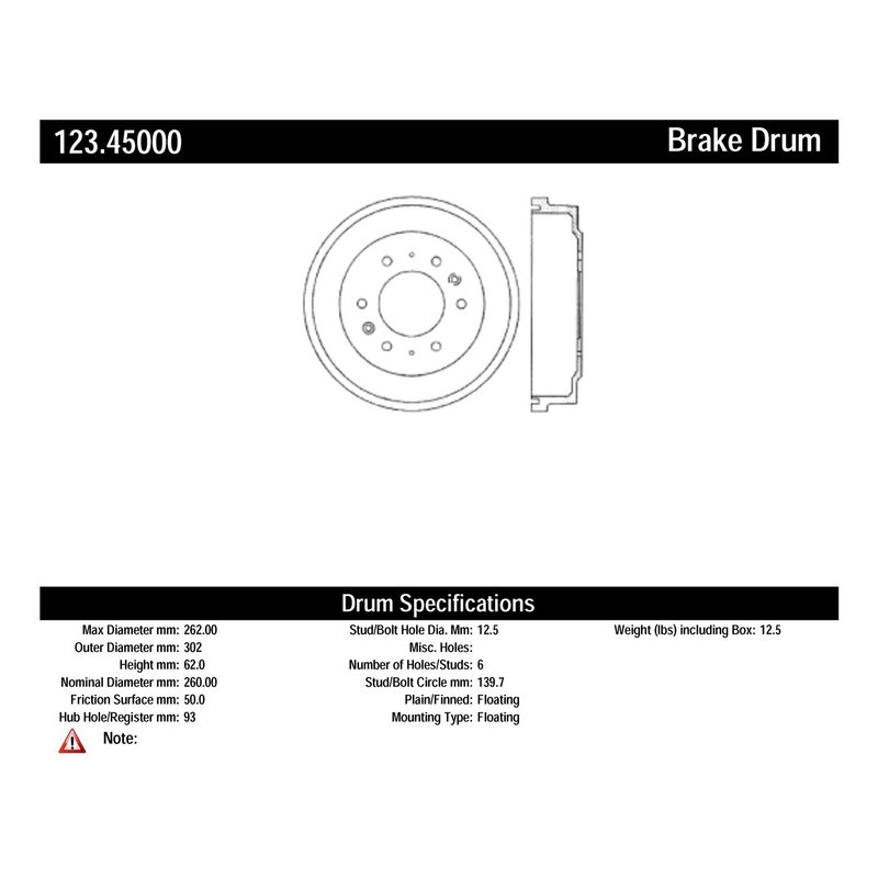 Centric 123.44052 Brake Drum - Rear