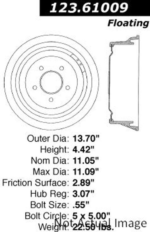 Centric 123.61009 Brake Drum - Rear