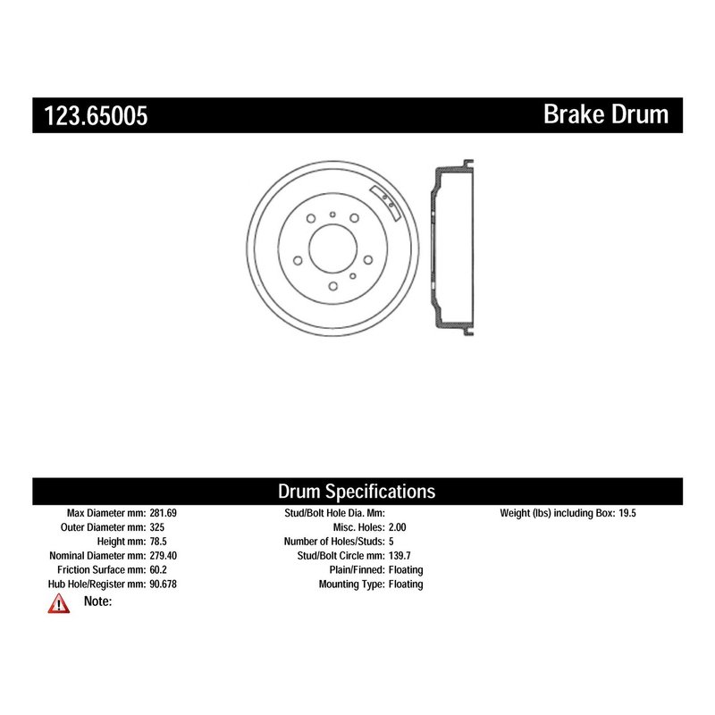 Centric 123.65002 Brake Drum - Rear