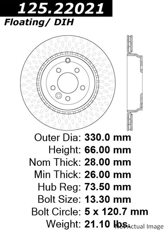 Centric 125.22021 Disc Brake Rotor - Rear