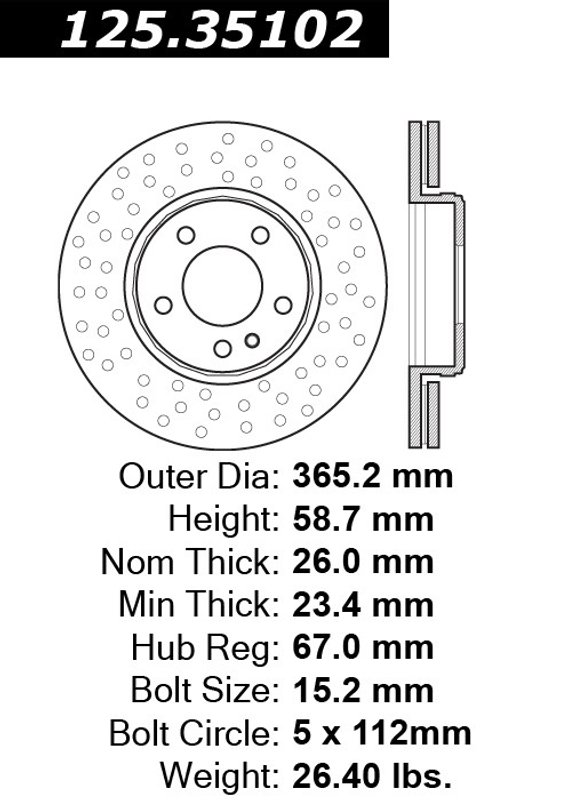 Centric 125.35102 Disc Brake Rotor - Rear