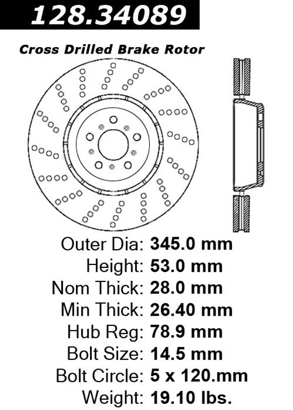 Centric 128.34089 Disc Brake Rotor - Front Right