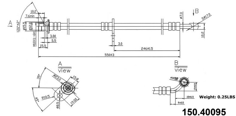 Centric 150.40095 Brake Hydraulic Hose - Front Right