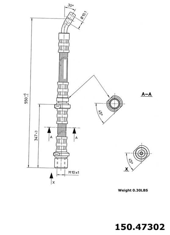 Centric 150.47302 Brake Hydraulic Hose - Rear Left