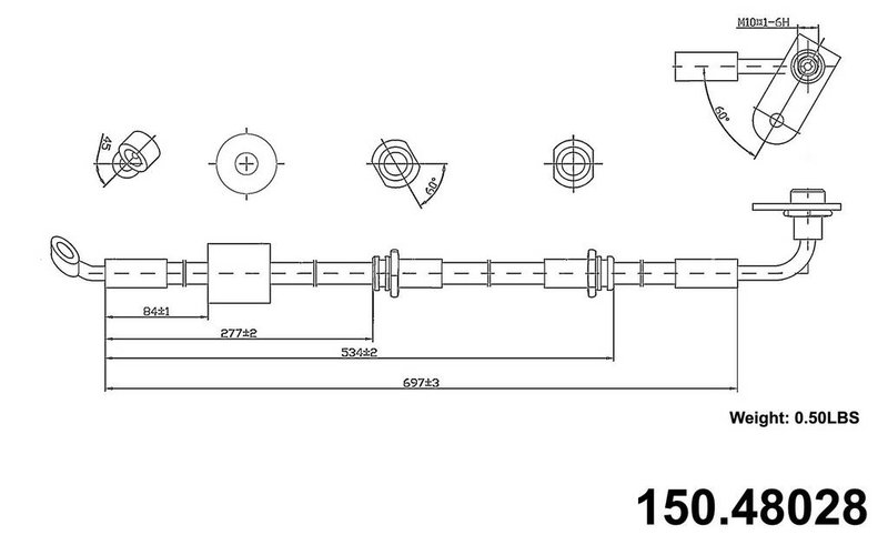 Centric 150.48028 Brake Hydraulic Hose - Front Left