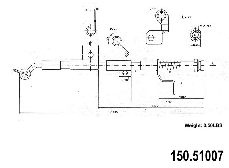 Centric 150.51007 Brake Hydraulic Hose - Front Right