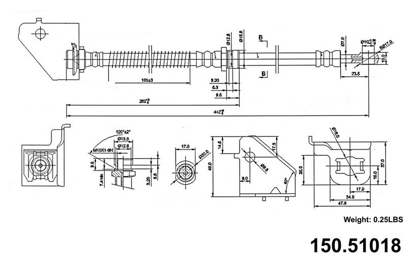 Centric 150.51018 Brake Hydraulic Hose - Front Left