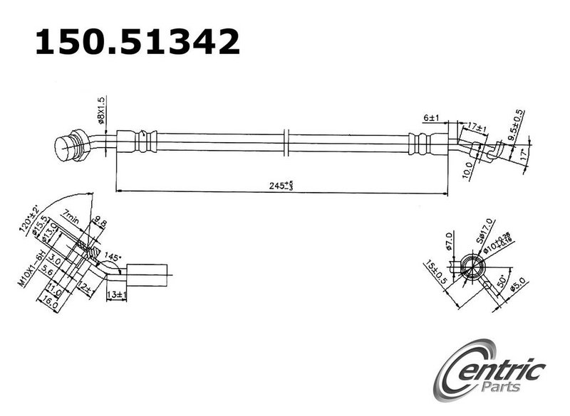 Centric 150.51342 Brake Hydraulic Hose - Rear Left