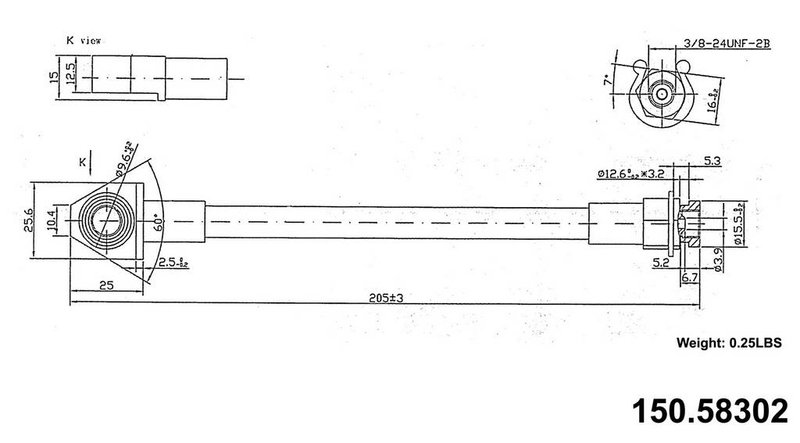 Centric 150.58302 Brake Hydraulic Hose - Rear Left Lower