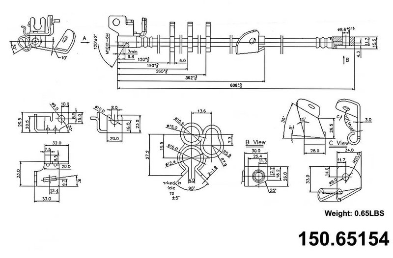 Centric 150.65154 Brake Hydraulic Hose - Front Left
