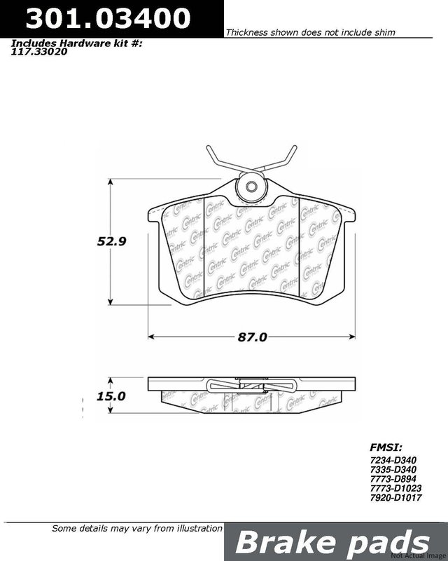 Centric 301.03400 Disc Brake Pad Set - Rear