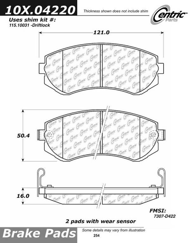 Centric 301.04220 Disc Brake Pad Set - Front