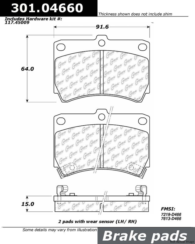 Centric 301.04660 Disc Brake Pad Set - Front
