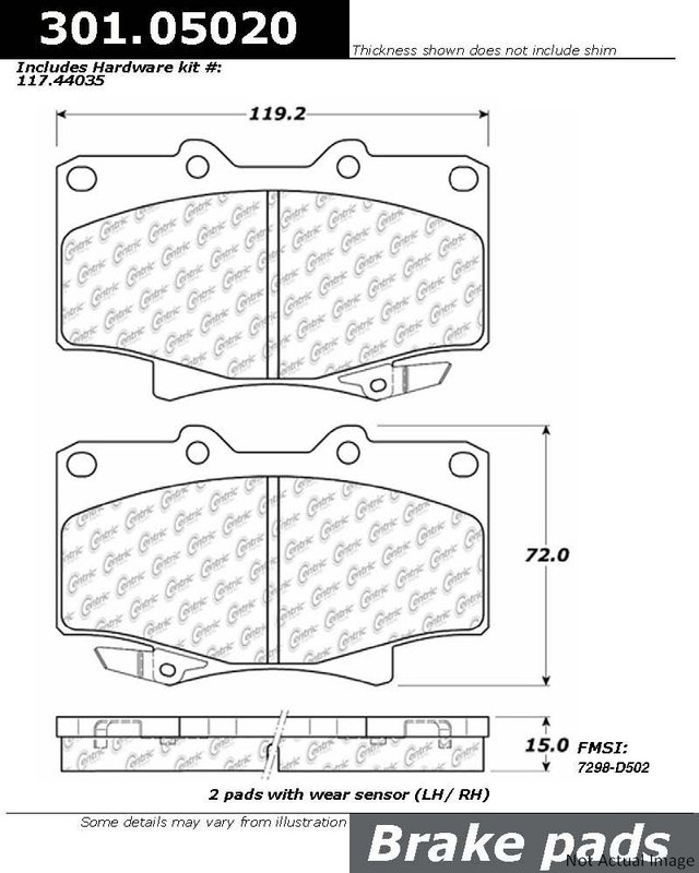 Centric 301.05020 Disc Brake Pad Set - Front