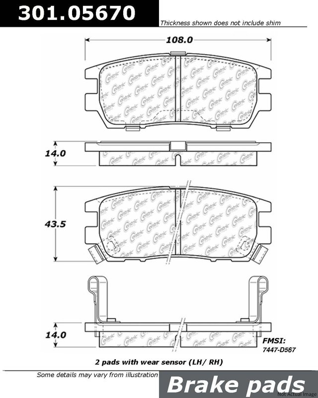 Centric 301.05670 Disc Brake Pad Set - Rear