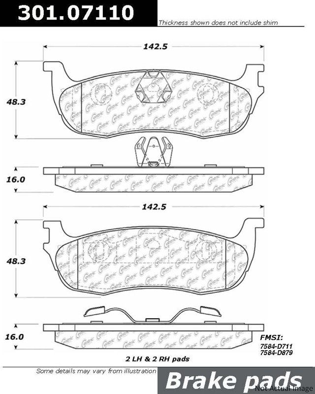 Centric 301.07110 Disc Brake Pad Set - Rear
