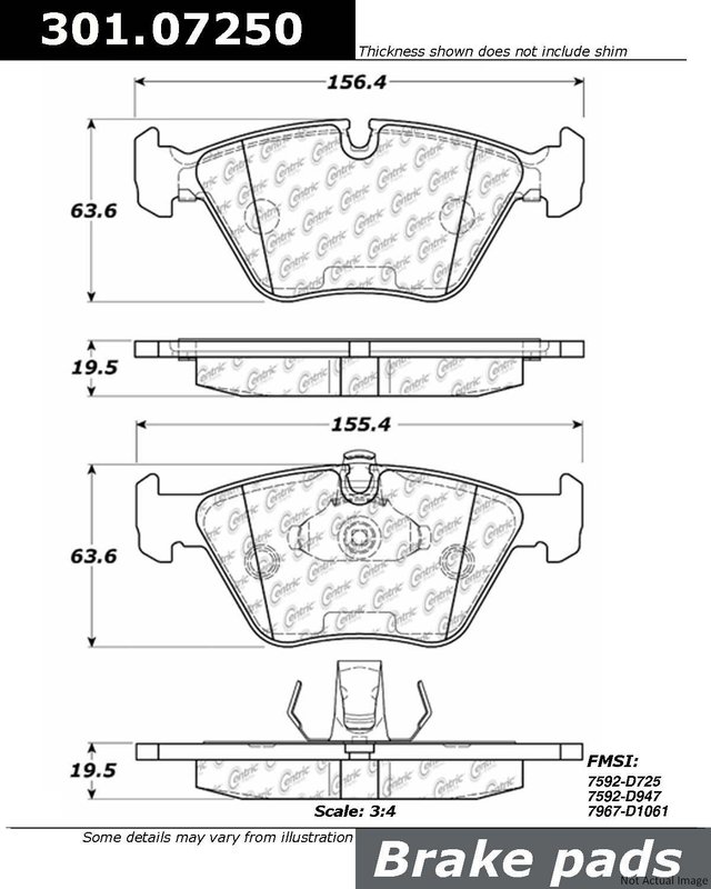Centric 301.07250 Disc Brake Pad Set - Front