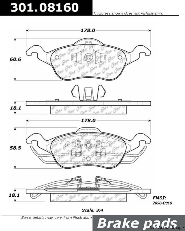 Centric 301.08160 Disc Brake Pad Set - Front