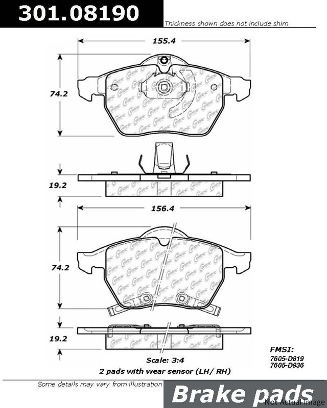 Centric 301.08190 Disc Brake Pad Set - Front