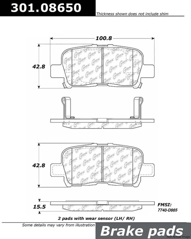 Centric 301.08650 Disc Brake Pad Set - Rear