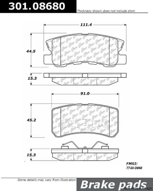 Centric 301.08680 Disc Brake Pad Set - Rear