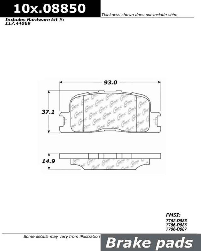 Centric 301.08850 Disc Brake Pad Set - Rear
